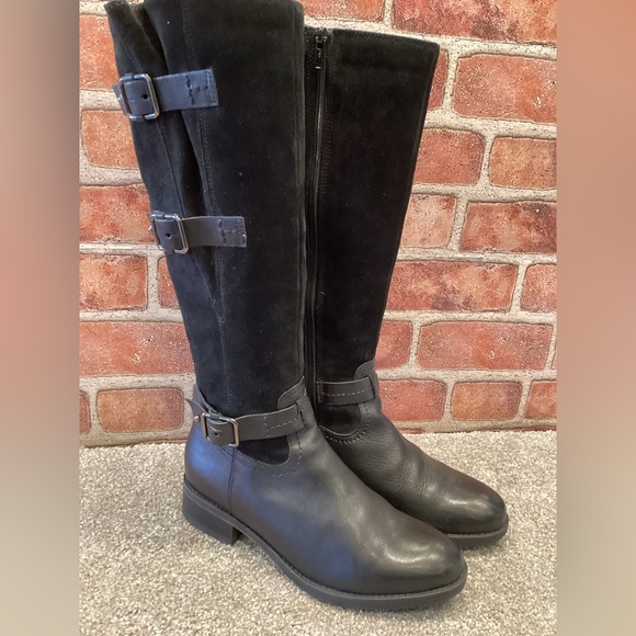 Clarks Shoes - Clarks Cologne Up womens Black leather Knee high Tall Riding Boots size 7